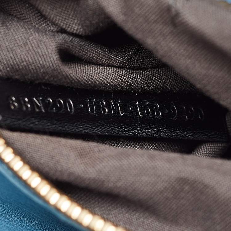 Pre Owned Fendi Blue Shine Python Regular Peekaboo Top Handle Bag