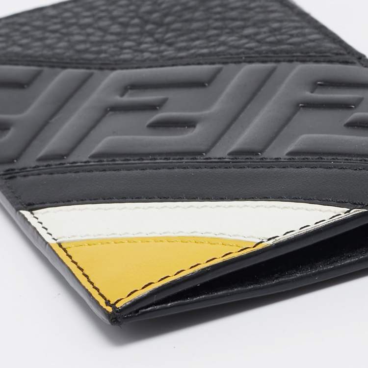 Pre Owned Fendi Black Zucca Embossed Leather Zip Card Holder