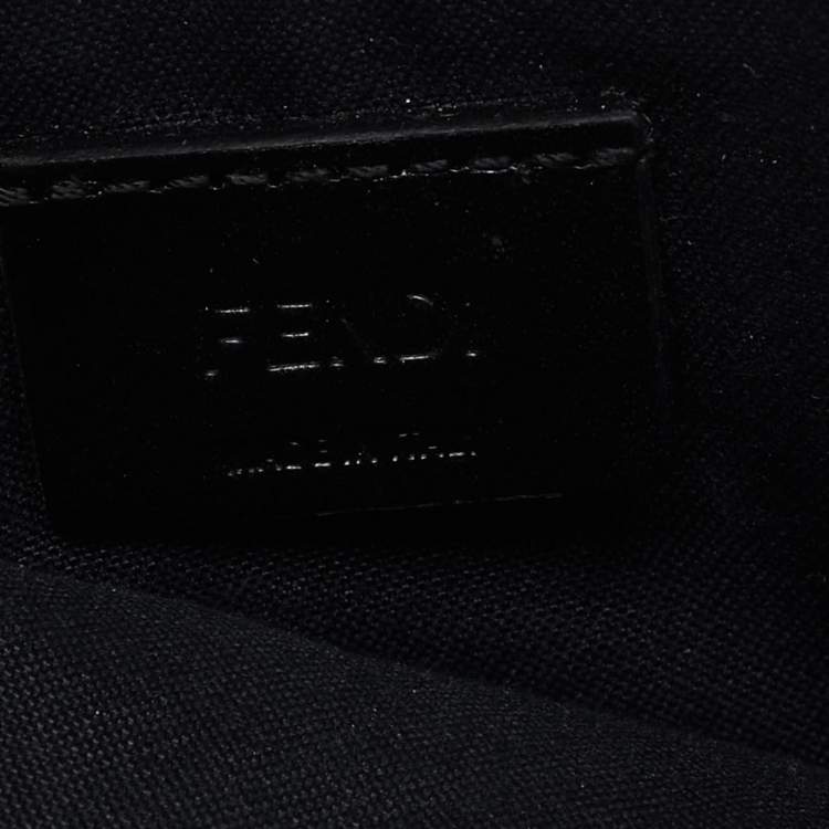 Pre Owned Fendi Black Zucca Embossed Leather Zip Card Holder