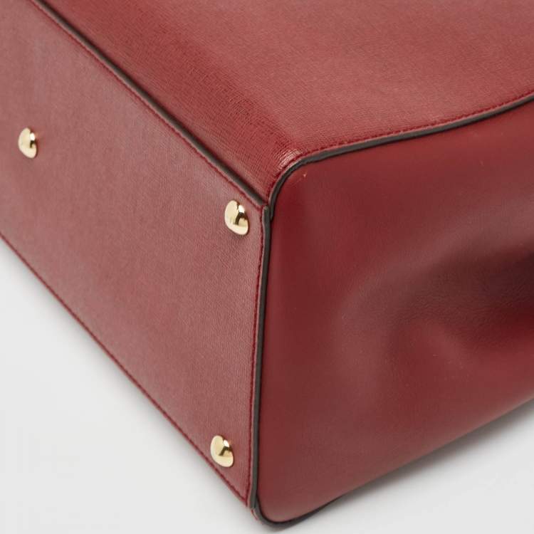 Pre Owned Fendi Red Leather Medium 2Jours Tote