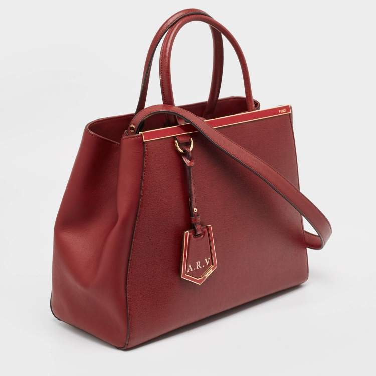 Pre Owned Fendi Red Leather Medium 2Jours Tote