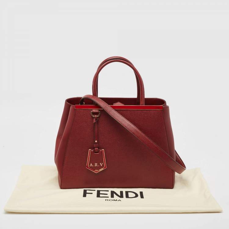Pre Owned Fendi Red Leather Medium 2Jours Tote