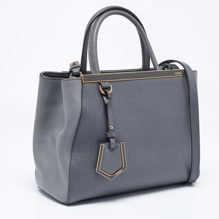 Pre Owned Fendi Grey Leather Petite Sac 2jours Tote