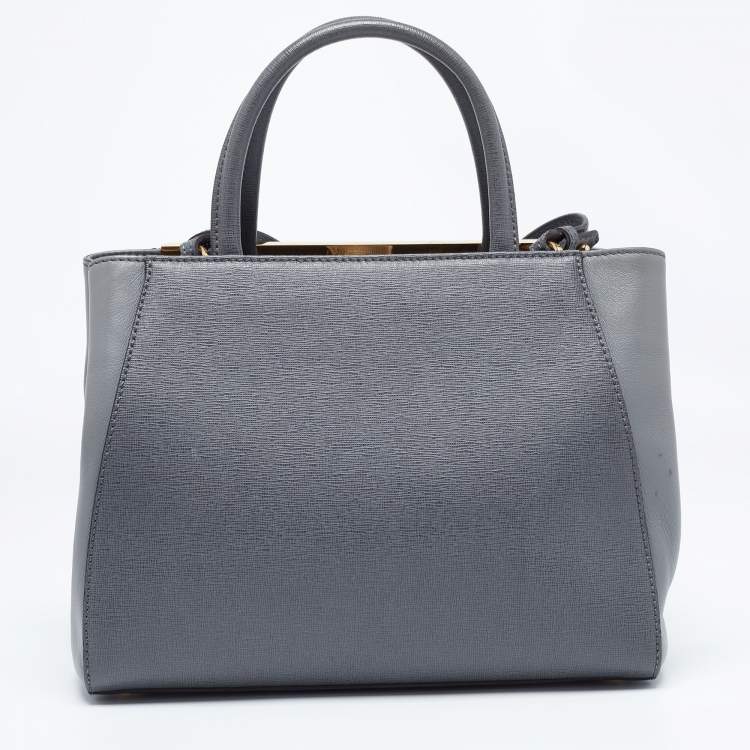 Pre Owned Fendi Grey Leather Petite Sac 2jours Tote