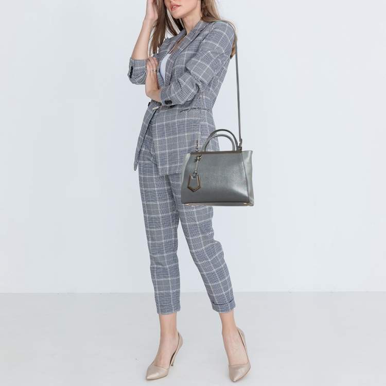 Pre Owned Fendi Grey Leather Petite Sac 2jours Tote