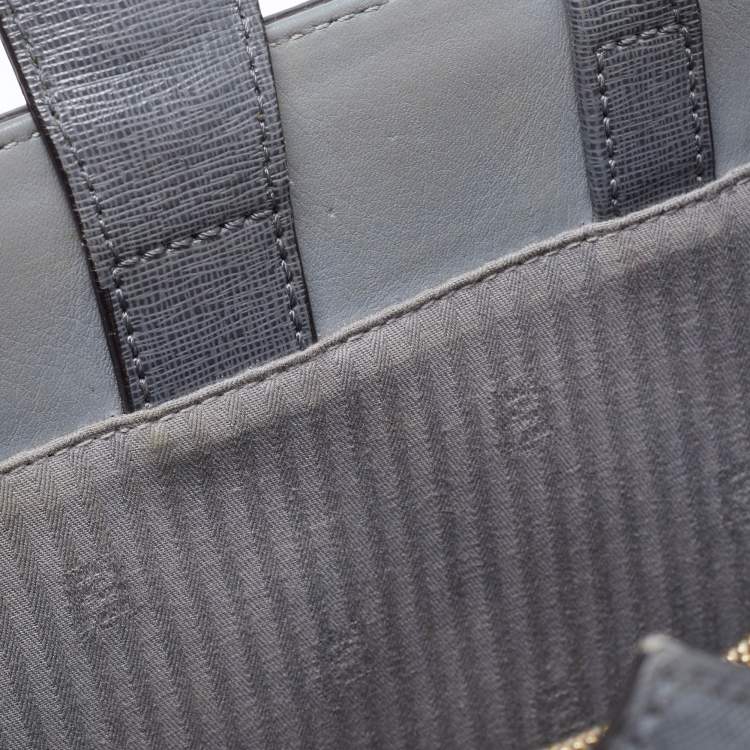 Pre Owned Fendi Grey Leather Petite Sac 2jours Tote
