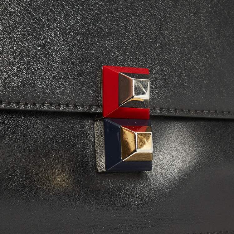 Pre Owned Fendi Black Leather Mini Kan I Shoulder Bag