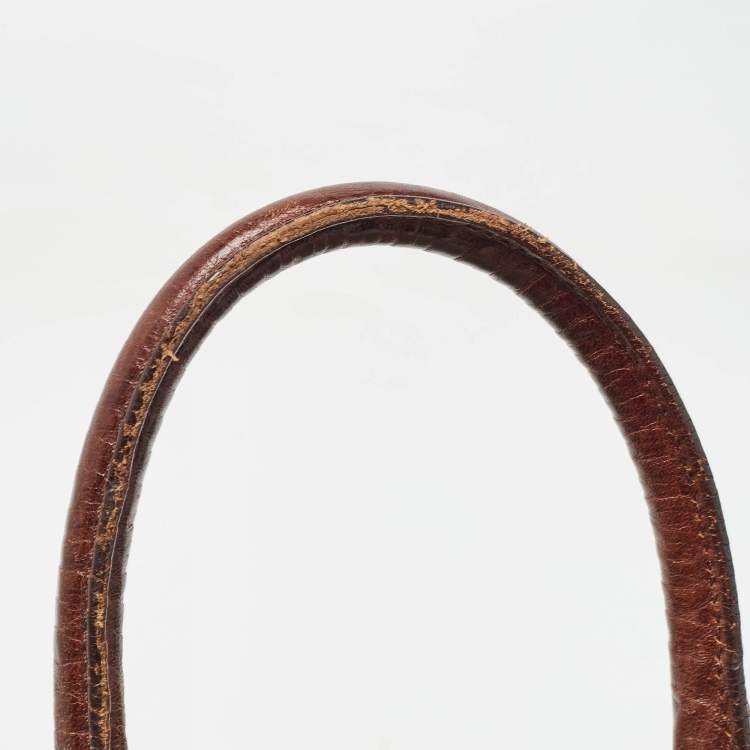Pre Owned Fendi Brown/Beige Zucchino Canvas and Leather Small Forever Bauletto Bag