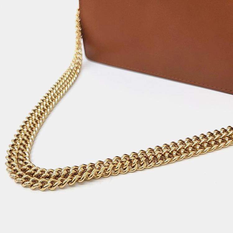 Pre Owned Fendi Brown Leather Logo Chain Wallet
