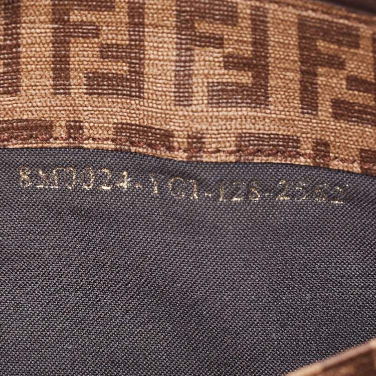 Pre Owned Fendi Brown/Beige Zucchino Coated Canvas Zip Around Wallet 