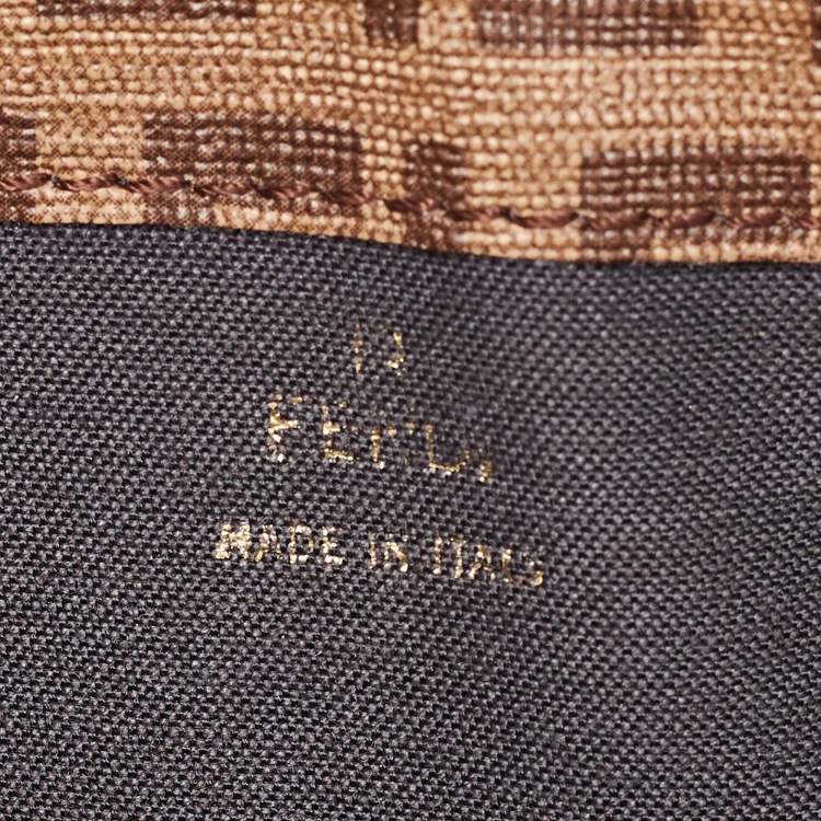 Pre Owned Fendi Brown/Beige Zucchino Coated Canvas Zip Around Wallet 