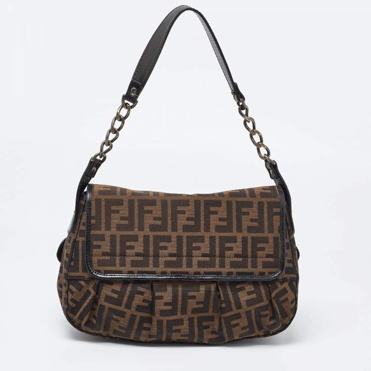 Pre Owned Fendi Tobacco Zucca Canvas and Leather B Bis Bag
