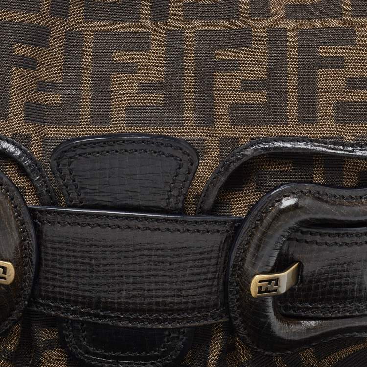 Pre Owned Fendi Tobacco Zucca Canvas and Leather B Bis Bag