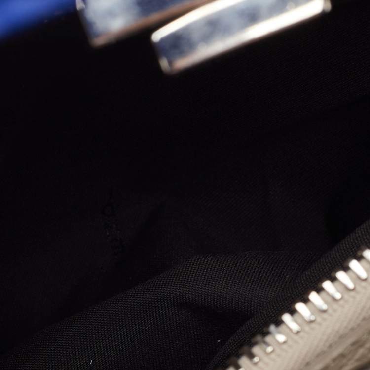 Pre Owned Fendi Blue Leather Medium Peekaboo Top Handle Bag