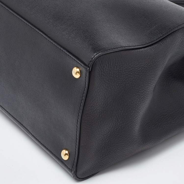 Pre Owned Fendi Black Leather Medium 2Jours Tote