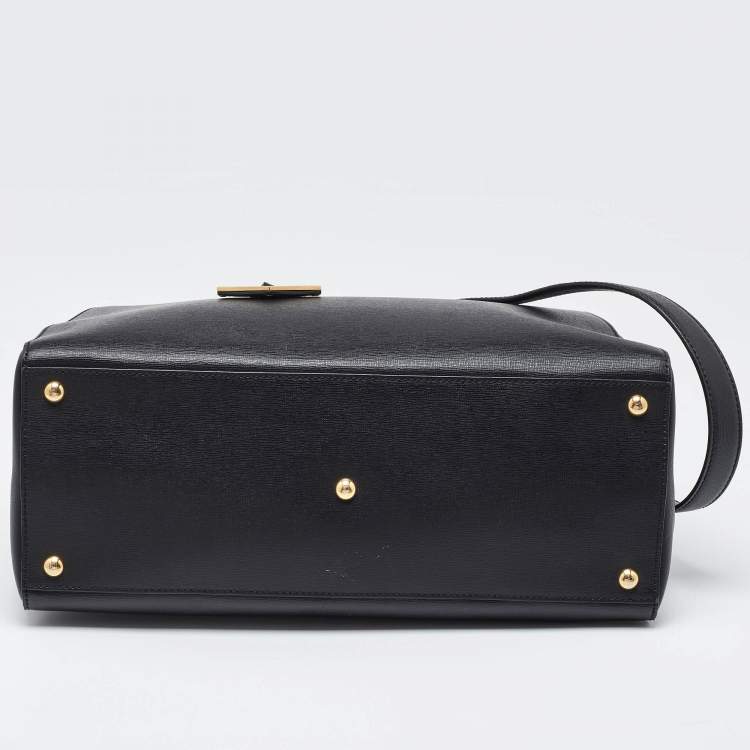 Pre Owned Fendi Black Leather Medium 2Jours Tote