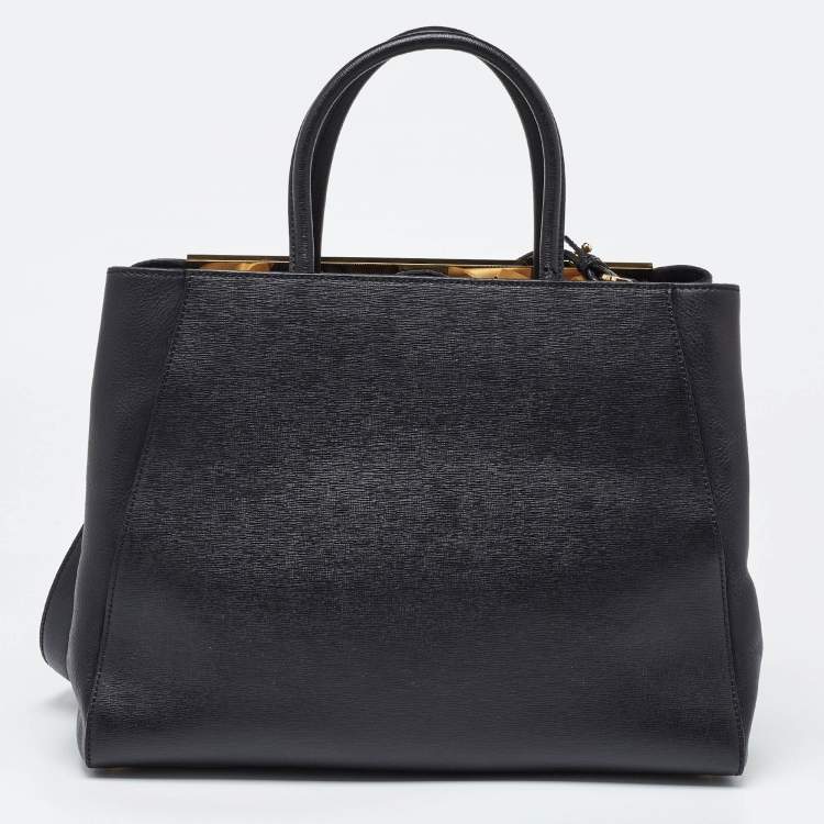 Pre Owned Fendi Black Leather Medium 2Jours Tote