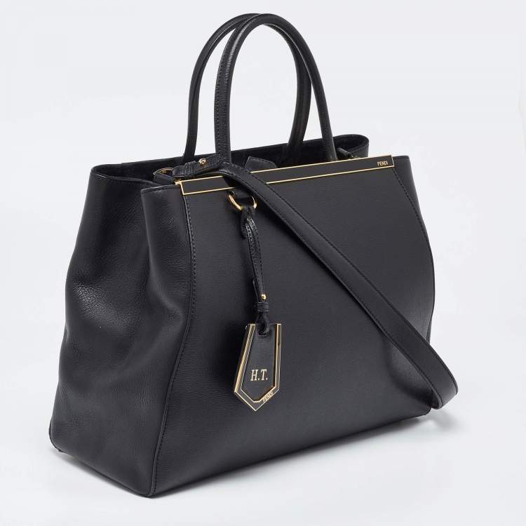 Pre Owned Fendi Black Leather Medium 2Jours Tote
