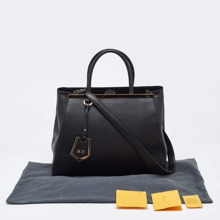 Pre Owned Fendi Black Leather Medium 2Jours Tote