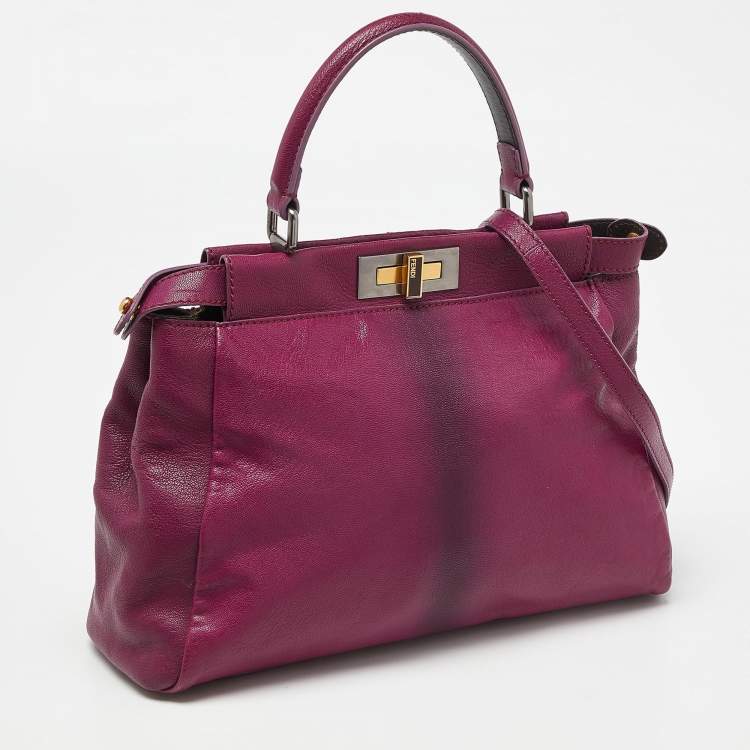 مملوكة مسبقًا Fendi Magenta Leather Medium Peekaboo Top Handle Bag