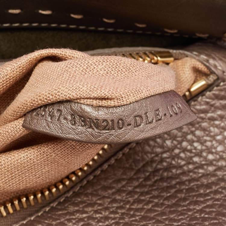 Pre Owned Fendi Dark Green/Bronze Selleria Leather Large Peekaboo Top Handle Bag