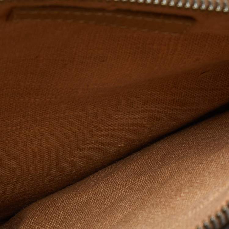 Pre Owned Fendi Brown Zucca Canvas, Calfhair and Lizard Acrylic Oyster Hobo 