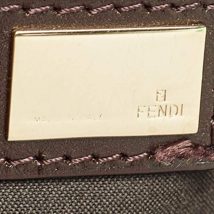 Pre Owned Fendi Dark Brown Zucca Tortoise Effect Leather Tote