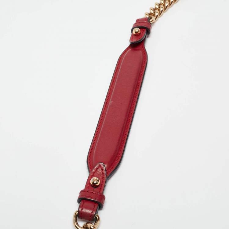 Pre Owned Fendi Red Leather Mini Kan I Shoulder Bag