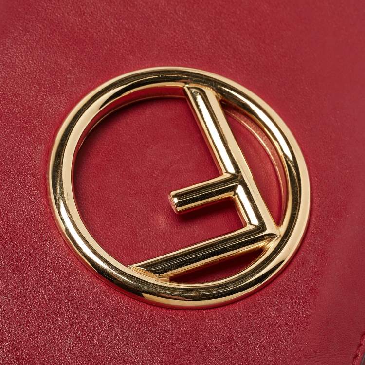 Pre Owned Fendi Red Leather Mini Kan I Shoulder Bag