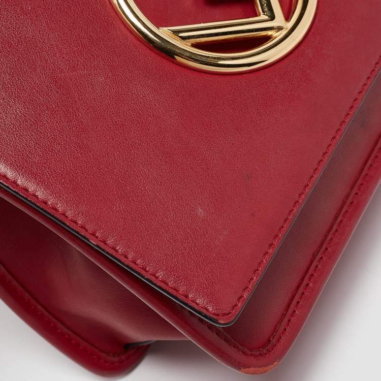 Pre Owned Fendi Red Leather Mini Kan I Shoulder Bag
