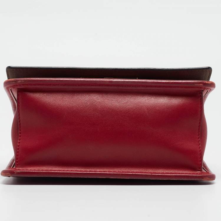 Pre Owned Fendi Red Leather Mini Kan I Shoulder Bag
