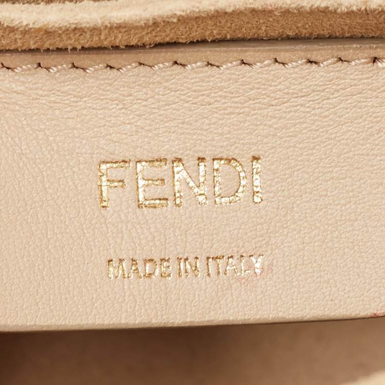 Pre Owned Fendi Black/Brown Zucca Embossed Leather Small Kan U Shoulder Bag