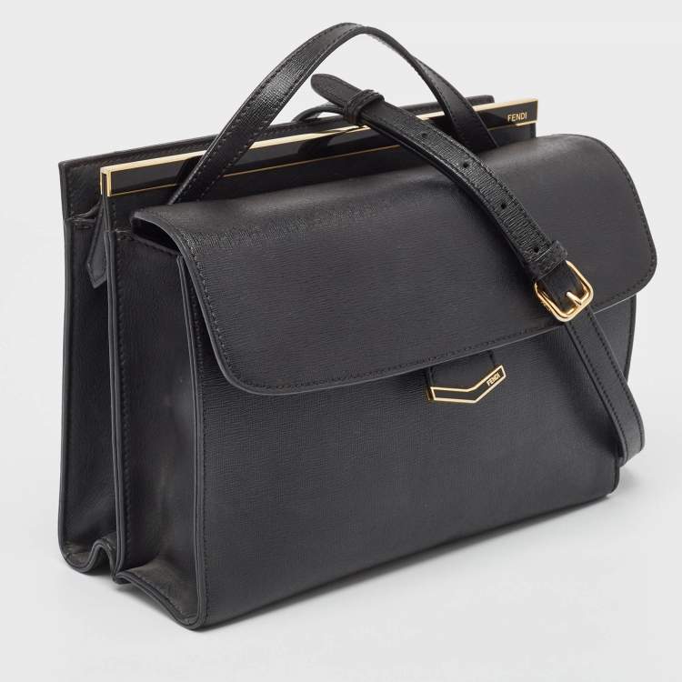 Pre Owned Fendi Black Leather Small Demi Jour Top Handle Bag