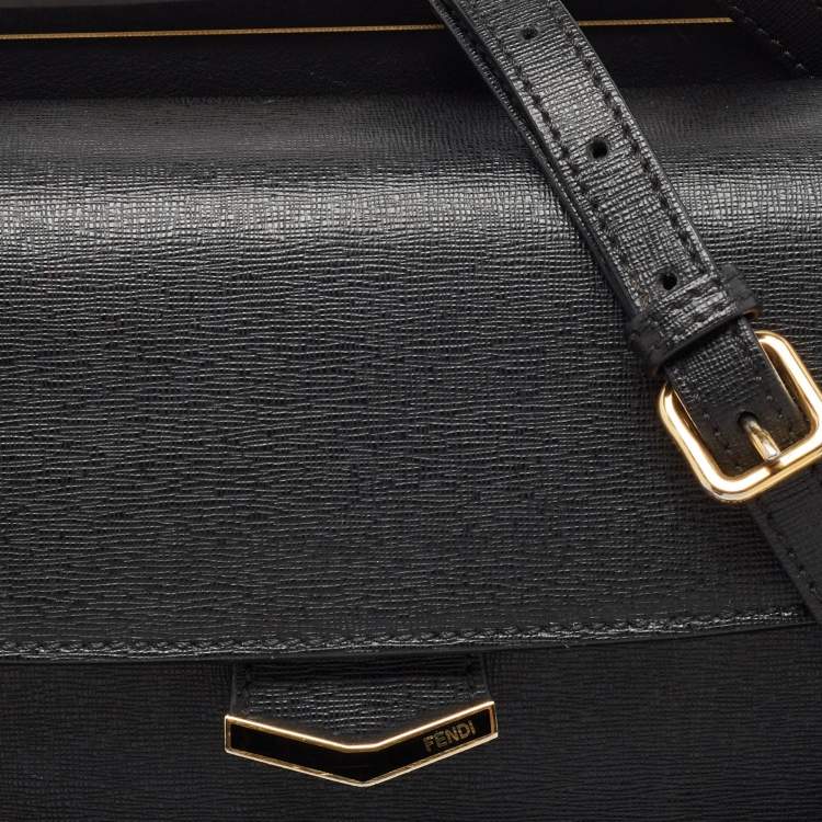 Pre Owned Fendi Black Leather Small Demi Jour Top Handle Bag