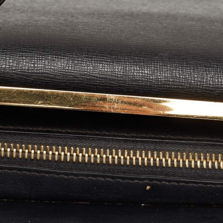 Pre Owned Fendi Black Leather Small Demi Jour Top Handle Bag