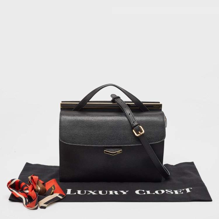 Pre Owned Fendi Black Leather Small Demi Jour Top Handle Bag