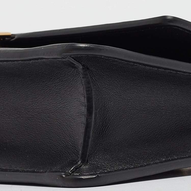 Pre Owned Fendi Black Zucca Embossed Leather Baguette Wallet on Chain