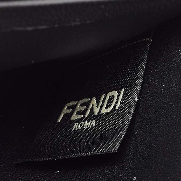 Pre Owned Fendi Black Zucca Embossed Leather Baguette Wallet on Chain
