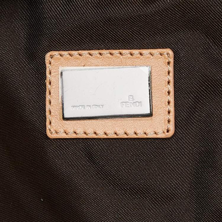 Pre Owned Fendi Brown/Beige Zucchino Canvas and Leather Shoulder Bag