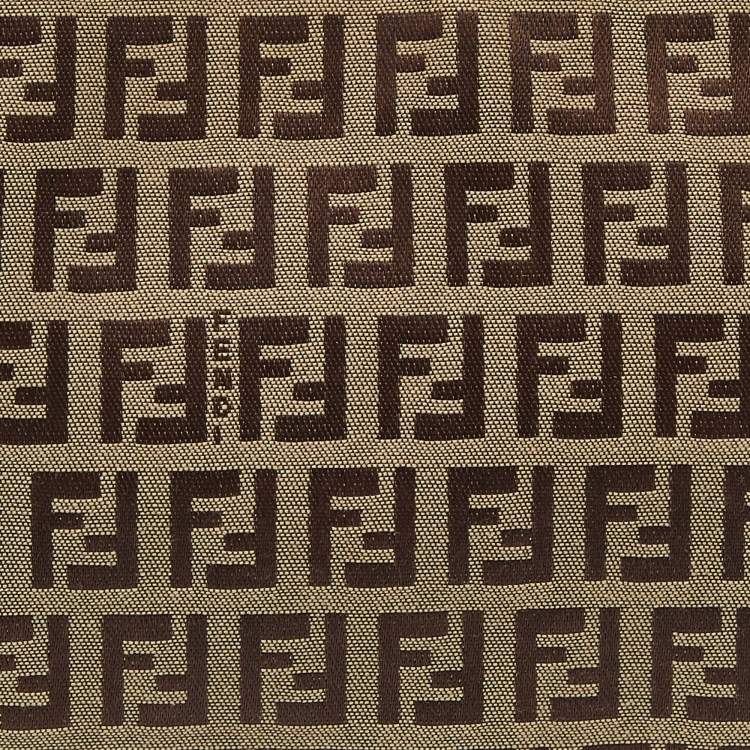 Pre Owned Fendi Brown/Beige Zucchino Canvas and Leather Shoulder Bag