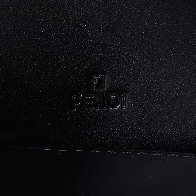 Pre Owned Fendi Black Zucchino Canvas and Leather Wallet on Chain 
