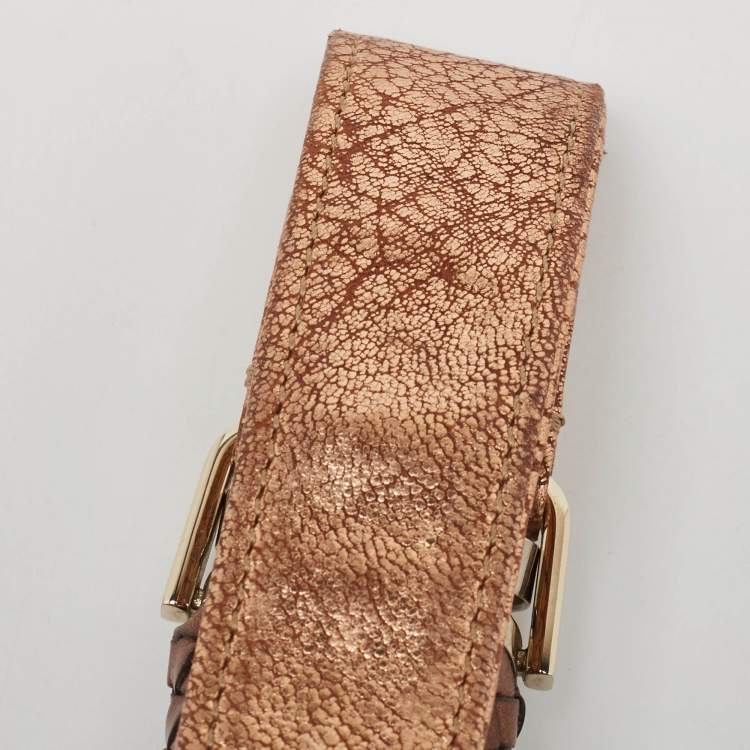 Pre Owned Fendi Bronze Pebbled Leather Spy Bag