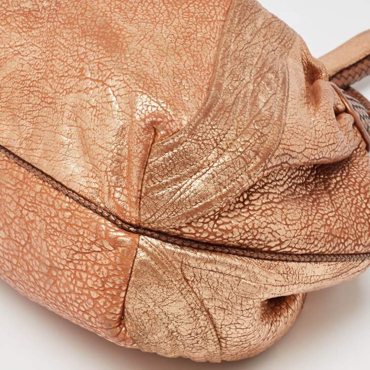 Pre Owned Fendi Bronze Pebbled Leather Spy Bag