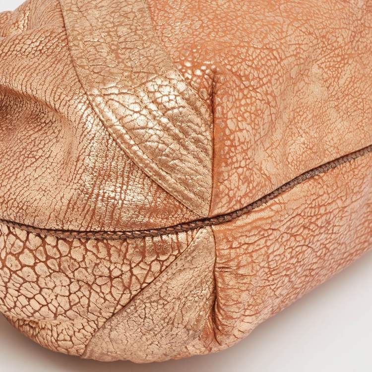 Pre Owned Fendi Bronze Pebbled Leather Spy Bag