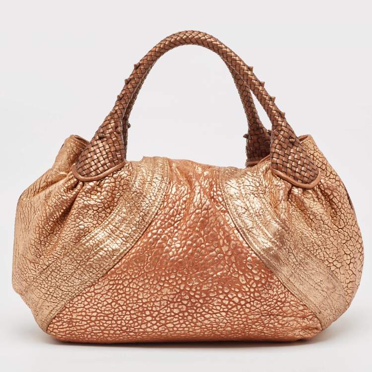 Pre Owned Fendi Bronze Pebbled Leather Spy Bag