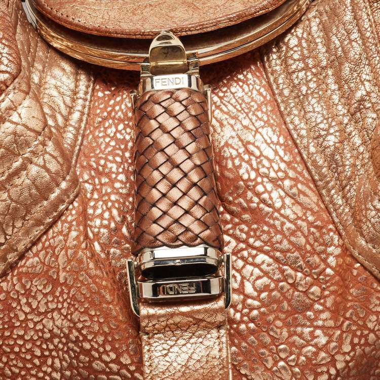 Pre Owned Fendi Bronze Pebbled Leather Spy Bag