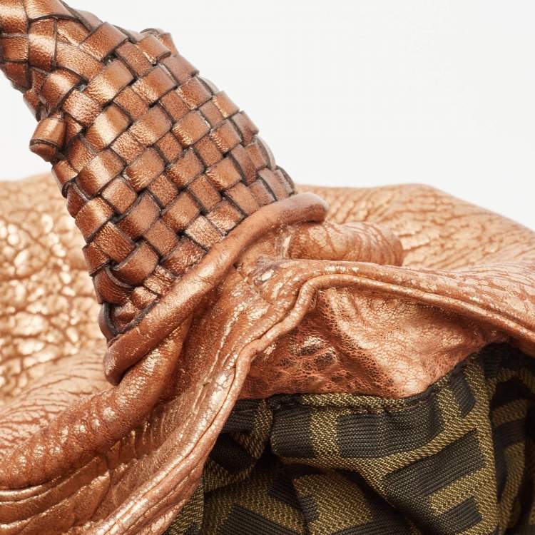 Pre Owned Fendi Bronze Pebbled Leather Spy Bag