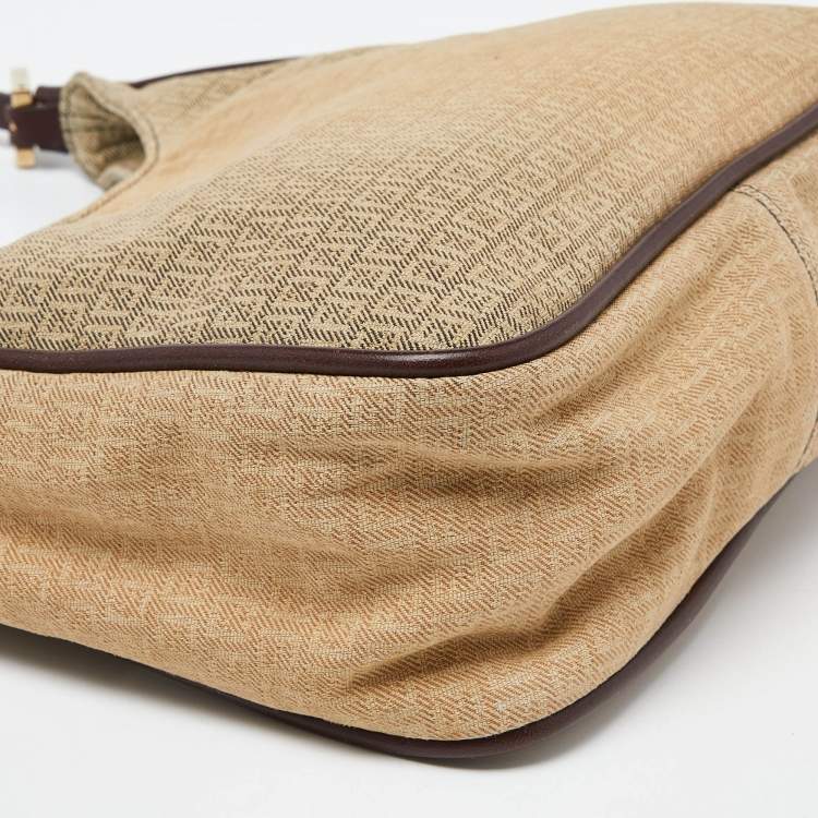 Pre Owned Fendi Beige/Brown Zucchino Canvas and Leather Shoulder Bag