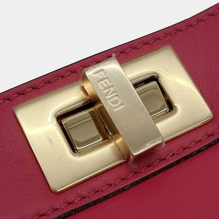 Pre Owned Fendi Hot Pink Leather Small Peekaboo ISeeU Tote Bag
