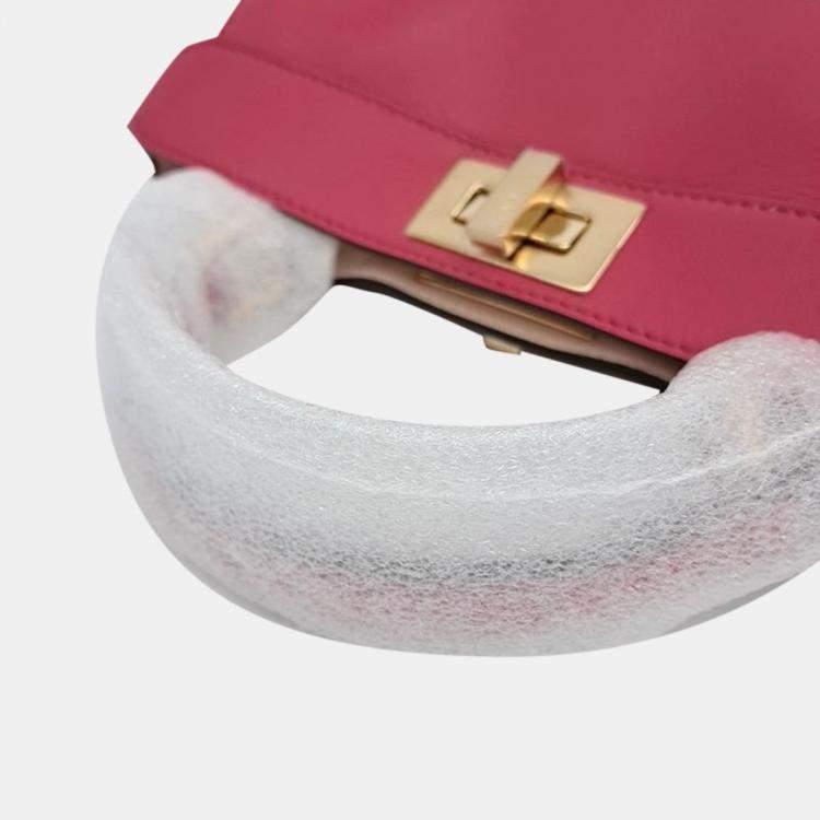 Pre Owned Fendi Hot Pink Leather Small Peekaboo ISeeU Tote Bag